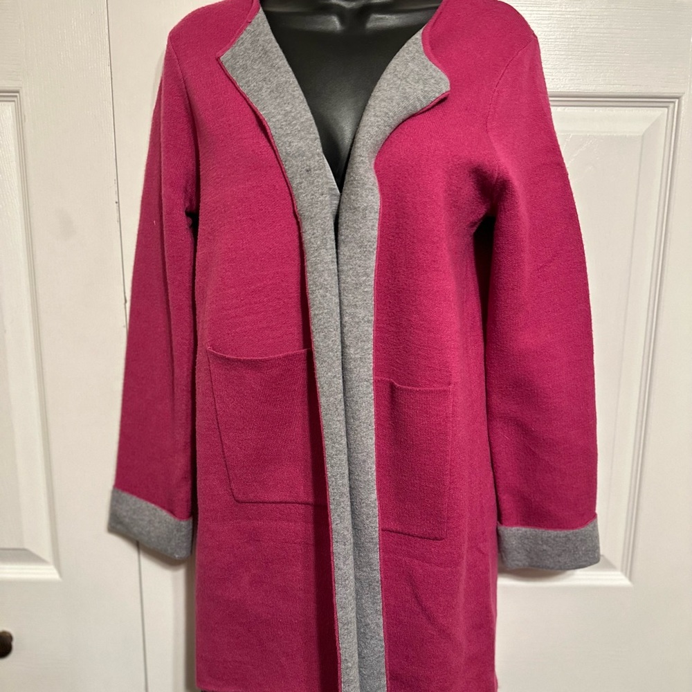 Oliver Hot Pink Open Cardigan w/ Gray Interior - Women’s Medium
